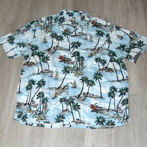 Batik Bay Men's Hawaiian Short Sleeve Shirt Palm Tree Print XXL Rayon Blue